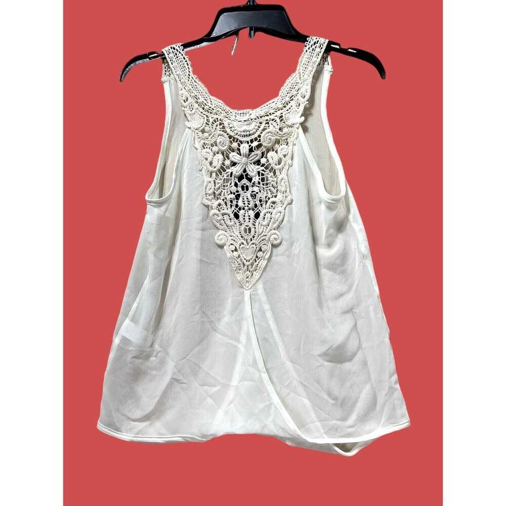 Mujer Moderna - Women's Sleeveless Lace Blouse - Beige - Small
